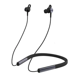 Fashion texture good neck ergonomic design fit skin button control LED indicator blinking sports wireless earphone