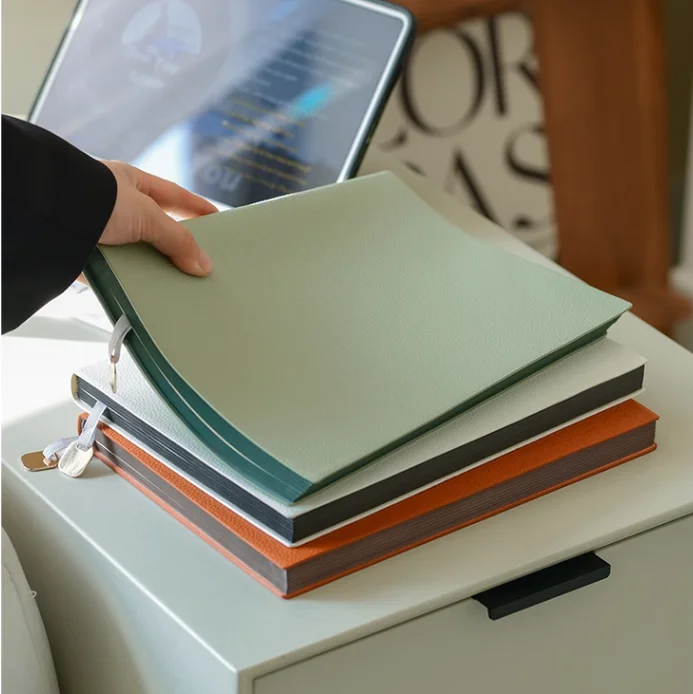 wholesale high quality large notebook soft leather custom logo business office simple students study notebook