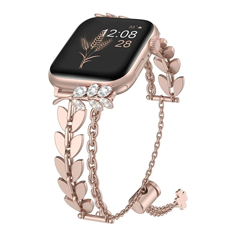 band for Apple Watch Series 7 45mm Women Bracelet Diamond Jewelry Links band for Apple Watch