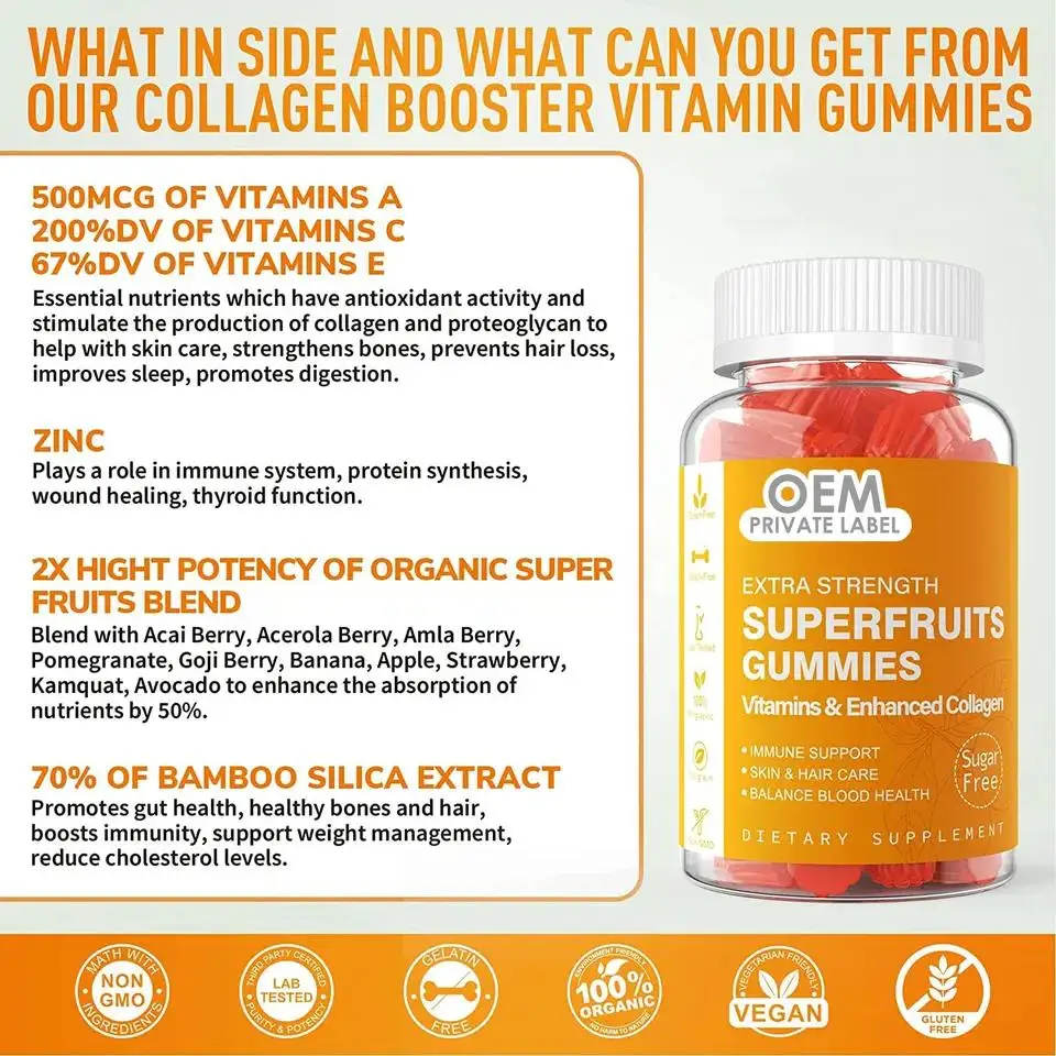 Gummies с коллагеном оптом предназначенный для стимулирования роста волос кожи и ногтей Коллагеновые витанины конфеты Биотин