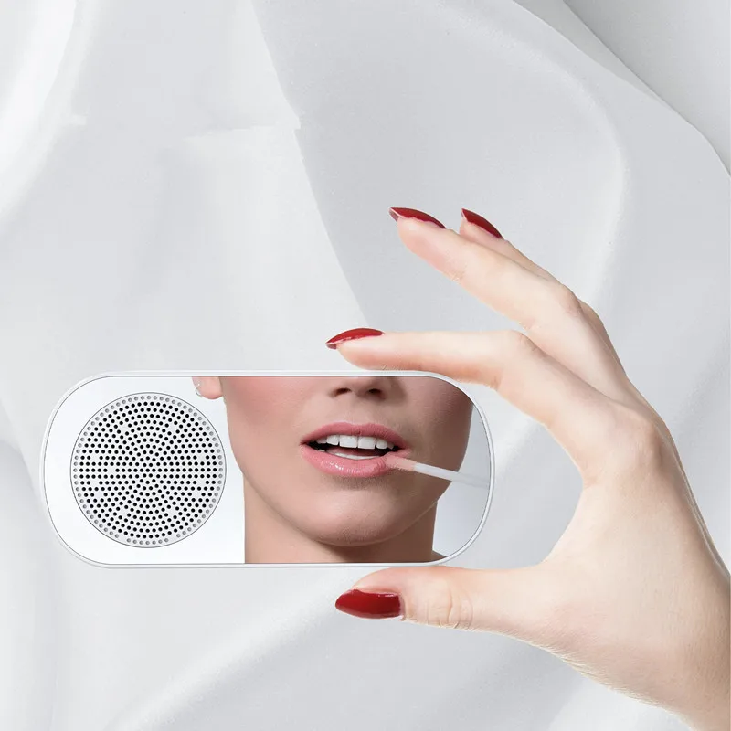 New Desk Speaker Clock Speaker Fm Radio Alarm Clock Hifi Sound Hd Mirror Screen Support Tf Card for Bedroom Clock