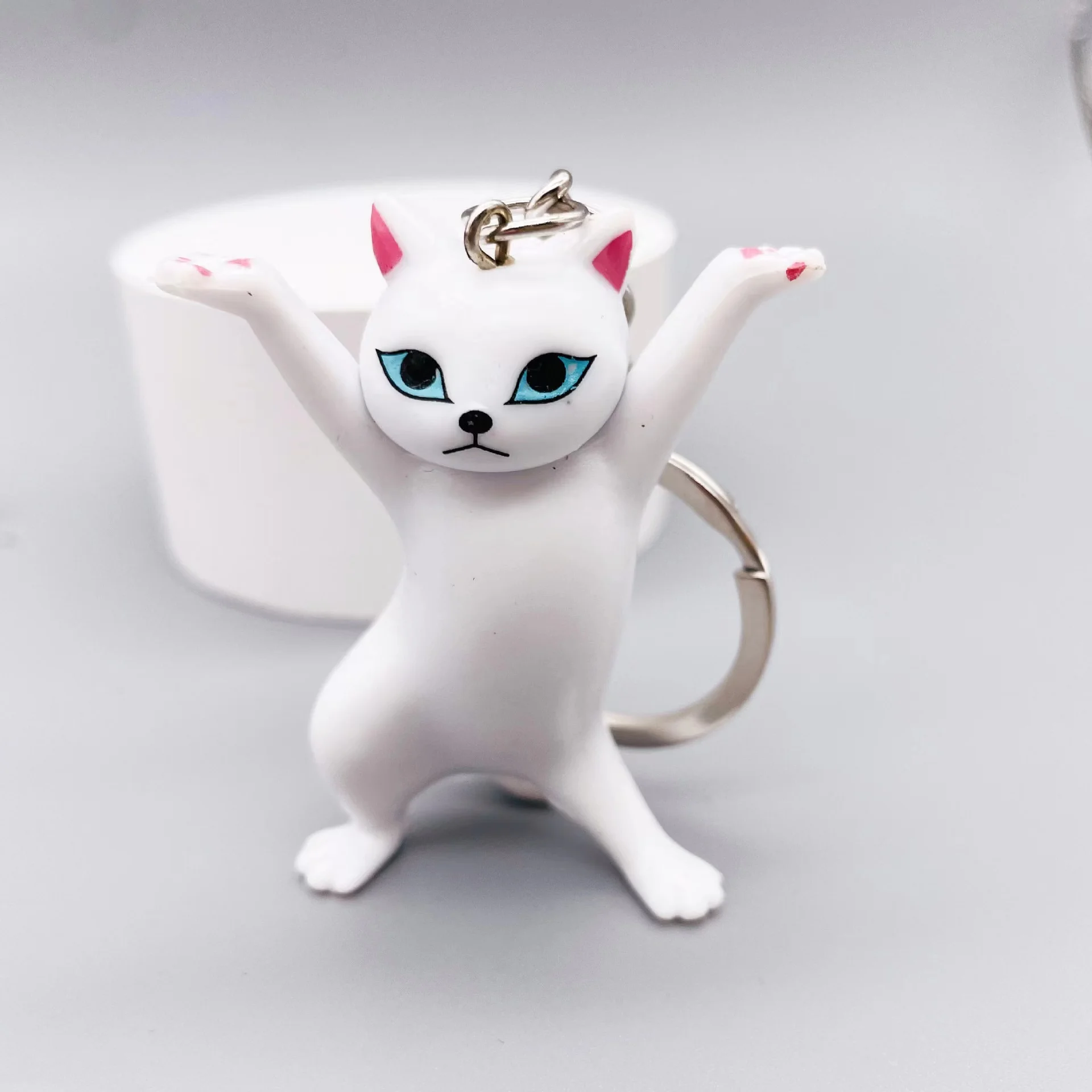 Cartoon character 3d pvc animal keychain small toy soft kids toy marvel silicone rubber purse charm cute cat key chains