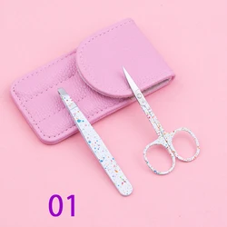 Private label stainless steel eyelash eyebrow scissors and private label eyelash tweezers for false eyelash