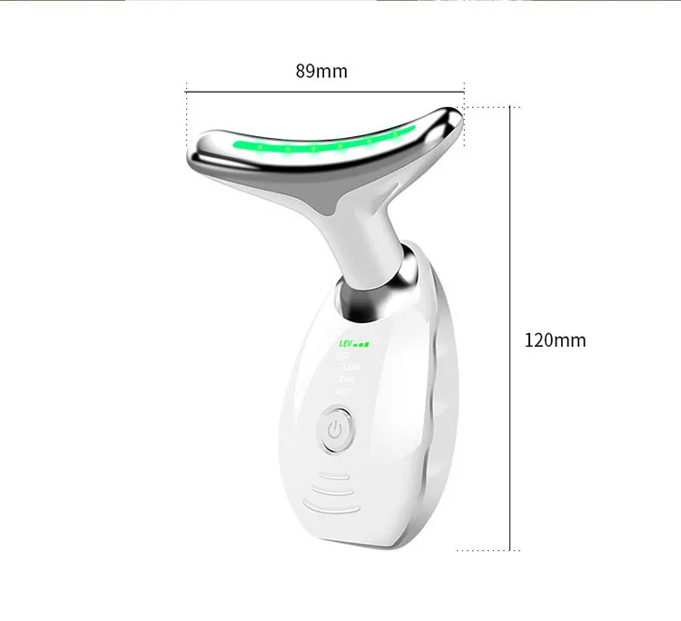 3 color light cleansing facial tightening hot sonic vibration wrinkle remover neck lifting ems massager