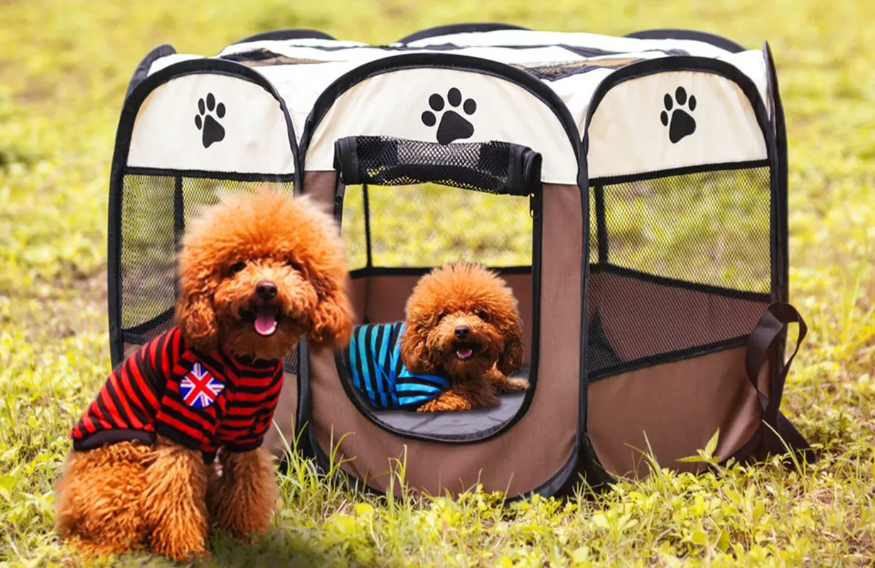 Portable Pet Playpen Dog Playpen Foldable Pet Exercise Pen Tents Dog Kennel House Playground for Puppy Cat Travel Camping Use