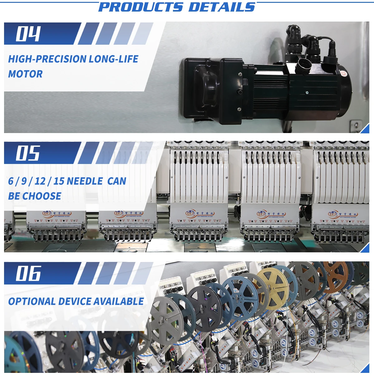 Latest Style China Factory 906 Computer 6 Head 9 Needle Embroidery Sewing Machine Embroidery Machine