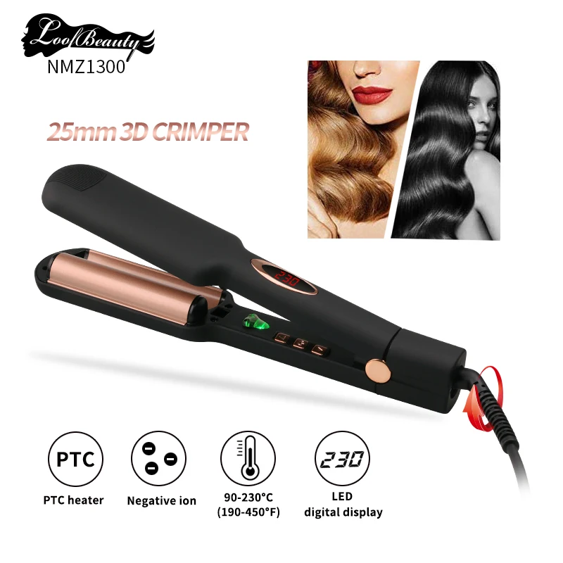 Straight hair curling dual-use artifact curling stick LCD display five-tube wave curling straight plate clip home