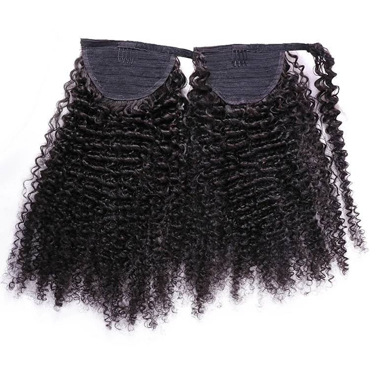Wholesale Ponytail Raw Indian Hair Extensions Virgin Hair Curly Clip in Ponytail Extensions