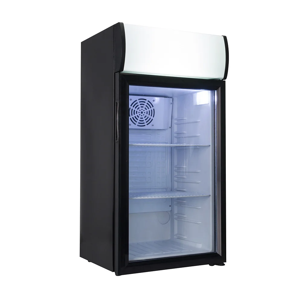 Home Hotel Use 30 Liters 40 Liters Compact Glass Door Mini Fridge Refrigerator With Black LED Light Lock
