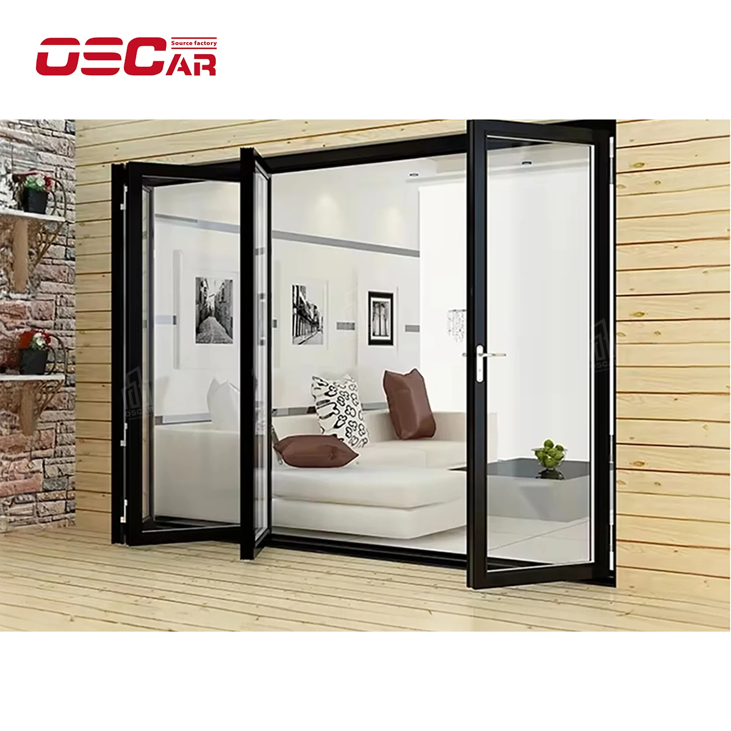 Oscaracso House Exterior Thermal Break Aluminium Profiles Glass Pocket Sliding floding Door Heavy Duty Patio Sliding Doors