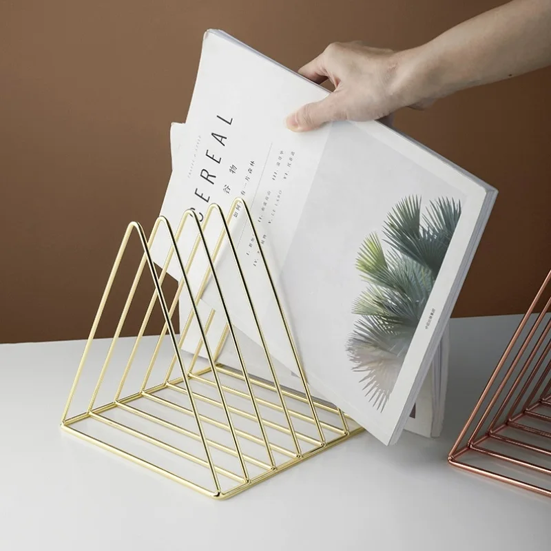 9 Sections Triangle Desk Metal Wire Organizers Magazine Holder Decorative File Folder Organizer Vinyl Record Stand Holder