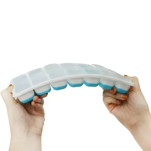 Пищевой класс, легко снимаемые силиконовые формы для кубиков льда, поднос для льда, Штабелируемый прочный поднос для кубиков льда с крышкой