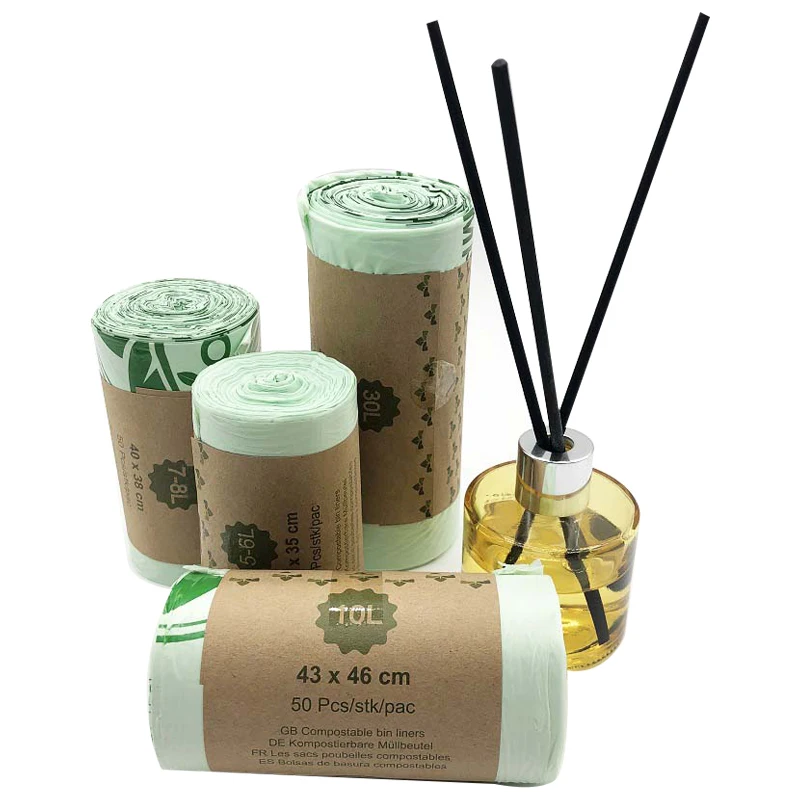 bio degradable compostable PLA cornstarch bin liner can garbage waste bags for home office