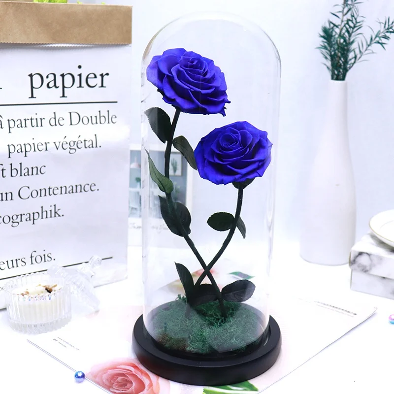 Eternal Rose Preserved Flower Luxury Novelty Gift Valentines Day Real Touch Wholesale Red Preserved Forever Roses in Dome Glass