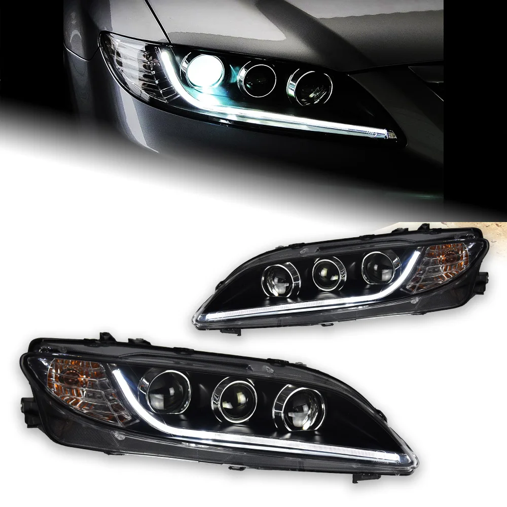 AKD Car Model  For Mazda 6 Mazda6 2004-2013 LED Headlight DRL Fog Lamp Turn Signal Light Low & High Beam Projector 4 Lens