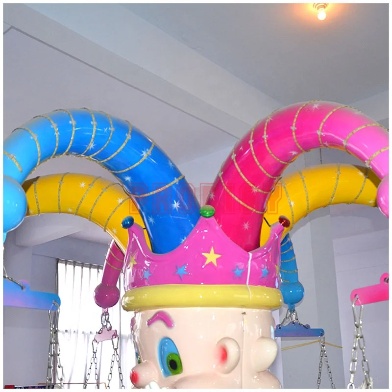 Indoor Outdoor Portable Kids Rotating Happy Clown 12 Seats Flying Chair Amusement for Sale