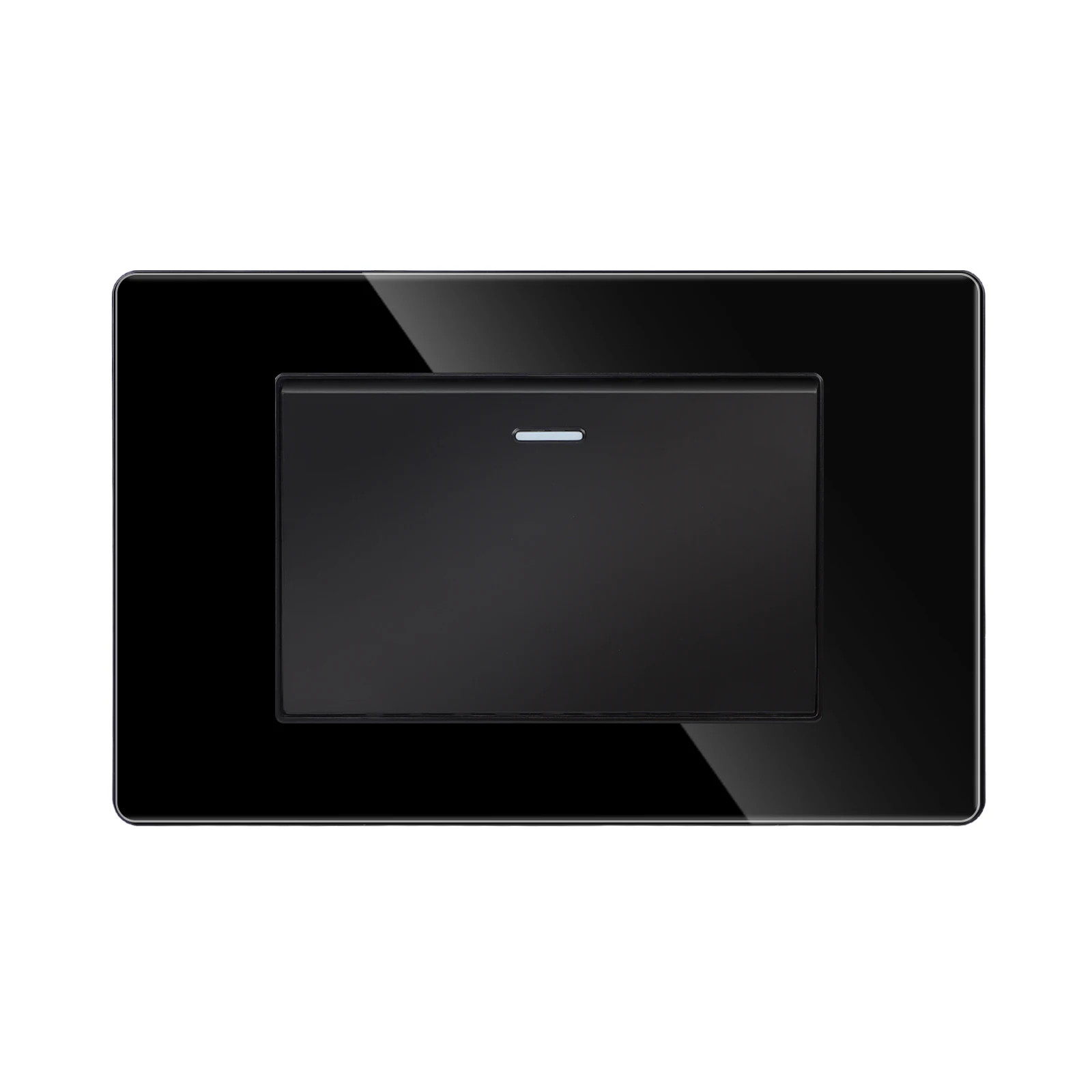 Bingoelec Black Glass Panel 1gang 1way US Standard 250v Indicator Light Electric Push wall switch