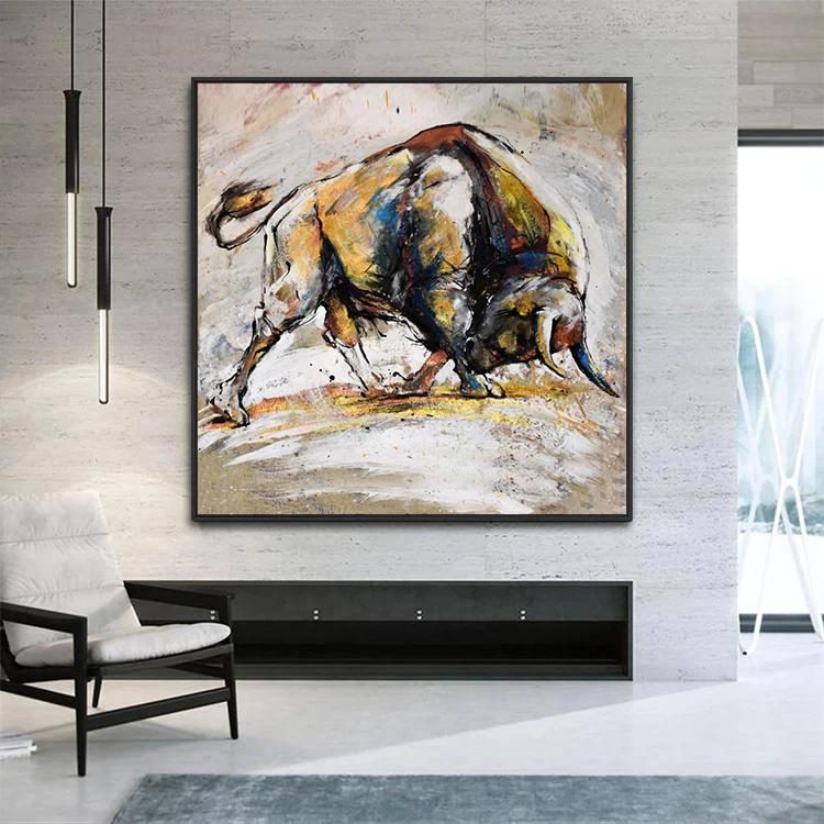 Cow Abstract Bull Modern Wall Hanging Decor Art Picture Home Decoration Animal Painting On Canvas
