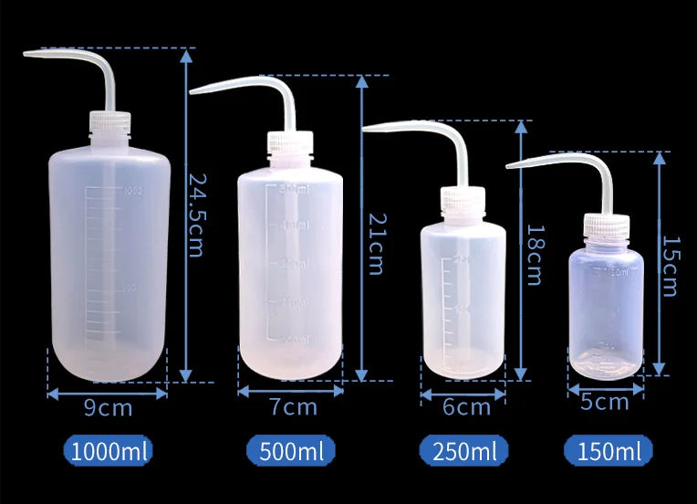 150ml 250ml 500ml 1000ml laboratory scale plastic washing bottle