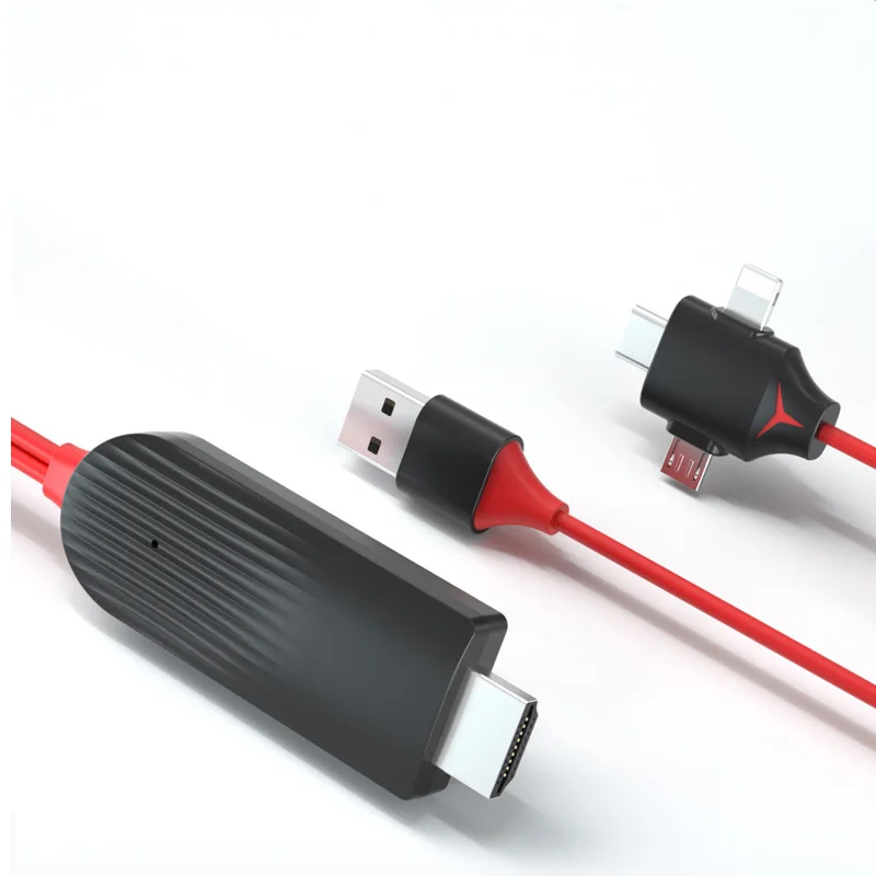 3 In 1 Lightning Micro USB Type-C Port To HDMI Cable Adapter For Mobile Phone To TV