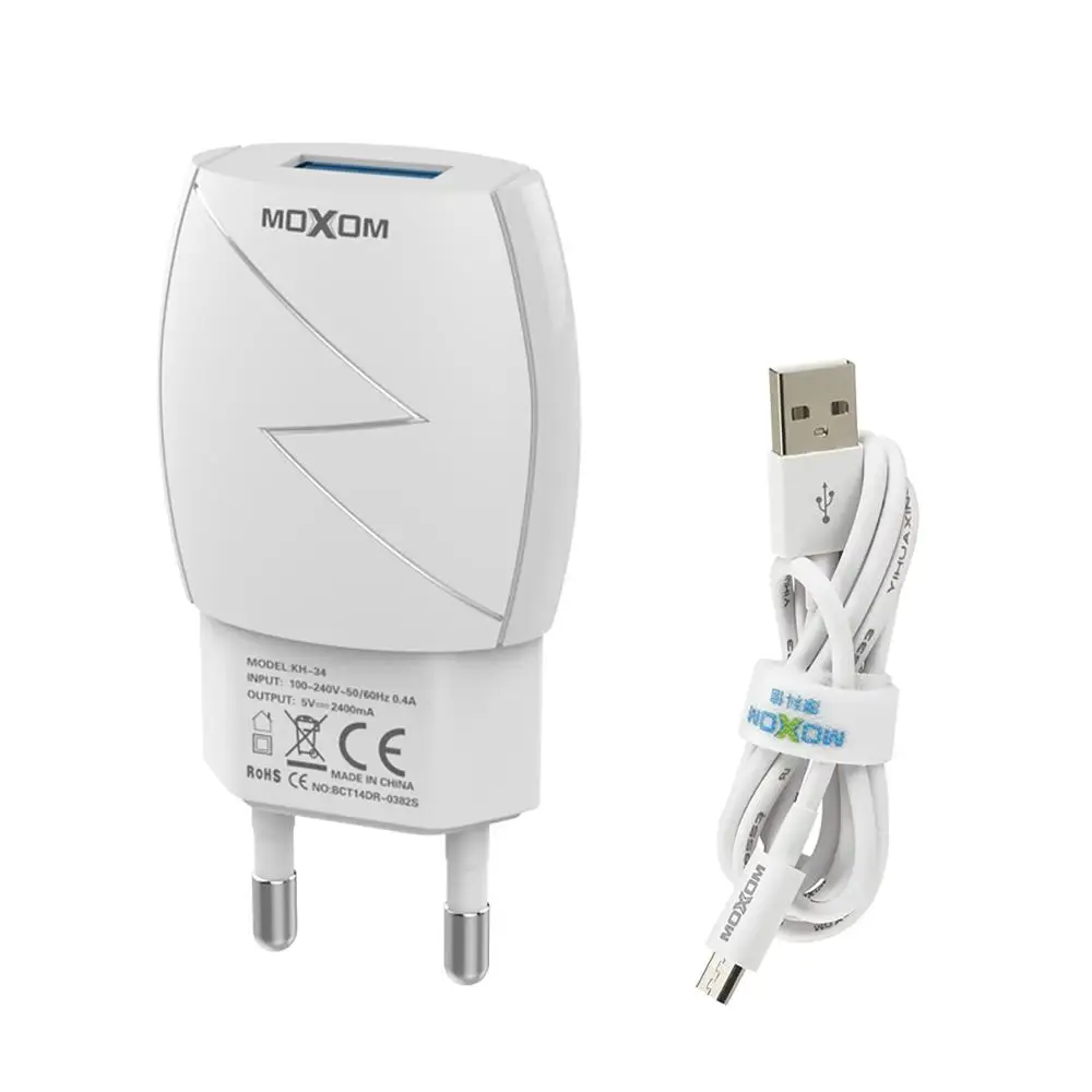 Guangzhou USB Wall Charger Set 2.4A Single USB EU Plug Travel Adapter With Charging cable