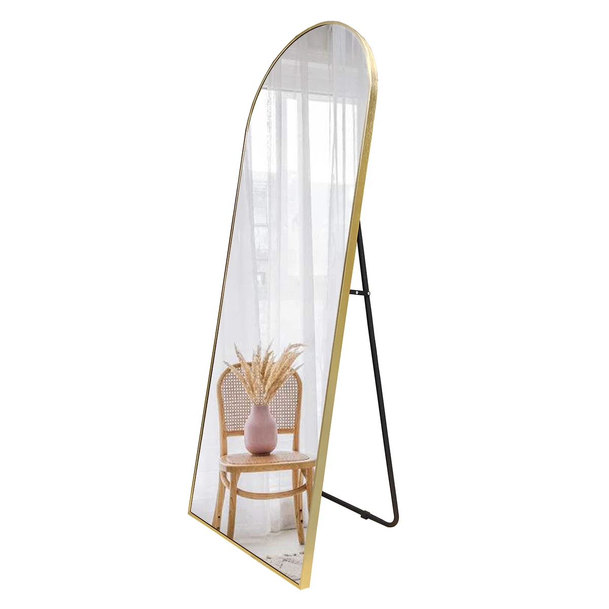 custom arched large gold matel framed big tall full length long body leaning wall free standing floor mirror miroir spiegel