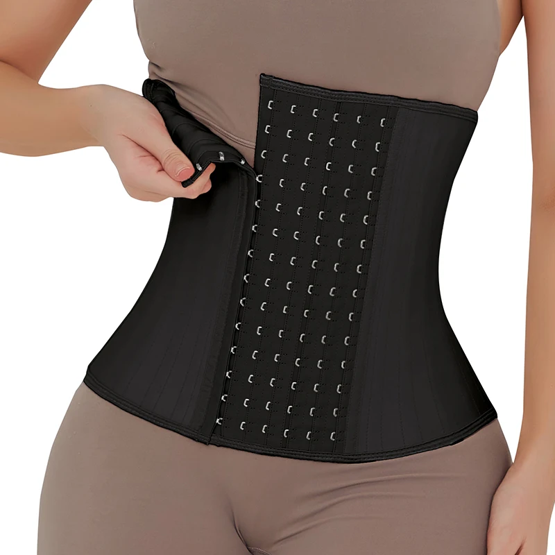 Glitter 25 steel bones Latex Women Underbust waist trainer 6 Rows Hooks Sport Girdle Cincher fajas Corset Shaper private labels