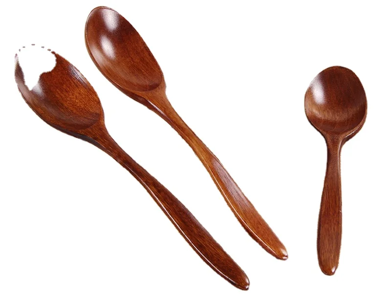 Japanese bend spoon soup honey spoon 18cm wave wooden spoon wholesale