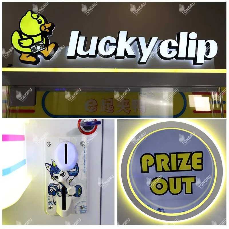 Coin operated machine duck lucky planet clip prize clamp snacks vending arcade crane game clip claw machine
