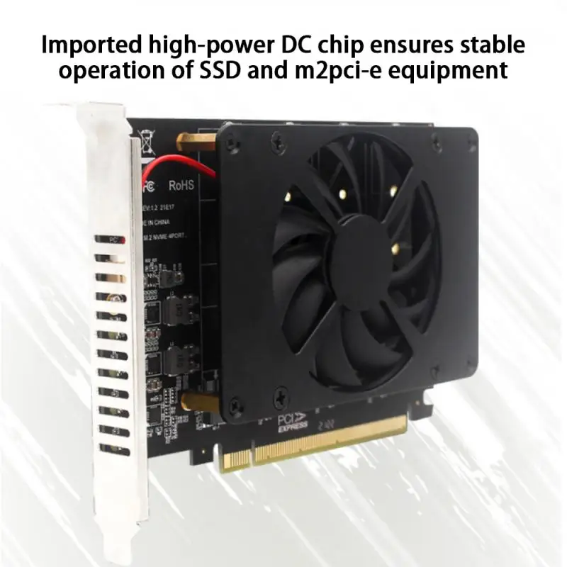 PCI-E X16 NVME M.2 MKEY SSD RAID массивный адаптер расширения материнская плата сплит-карта 4-disk массивная карта с охлаждающим