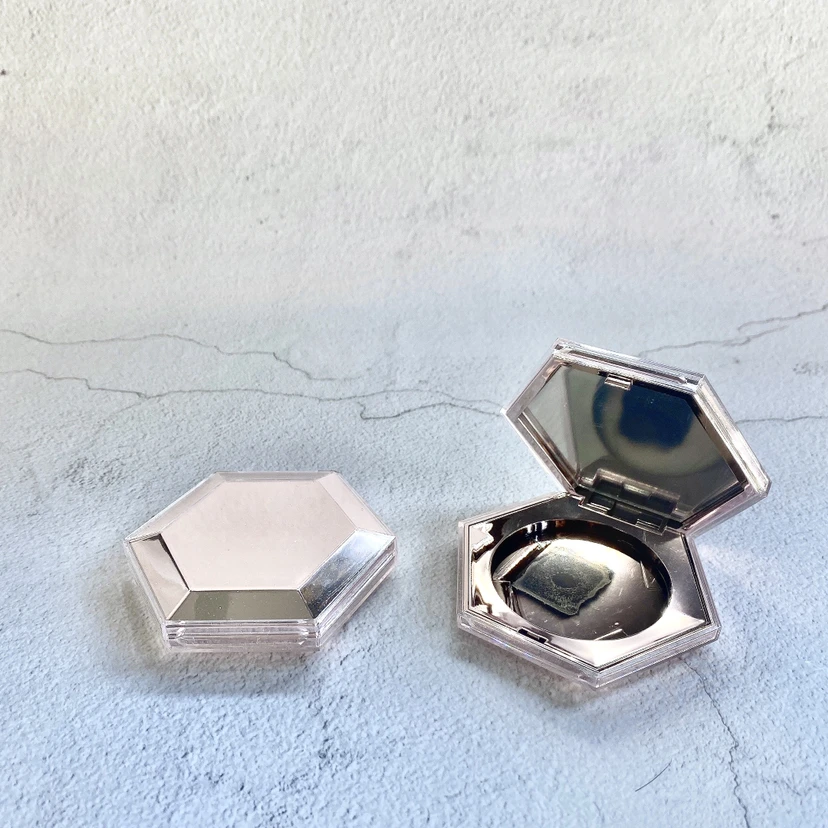 Rose Gold empty clear square compact powder container 40mm diameter pan blush case cosmetics small order accepted