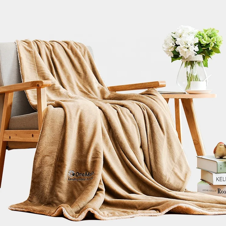 China manufacture fleece white plain double ply blanket sherpa blanket for bedroom