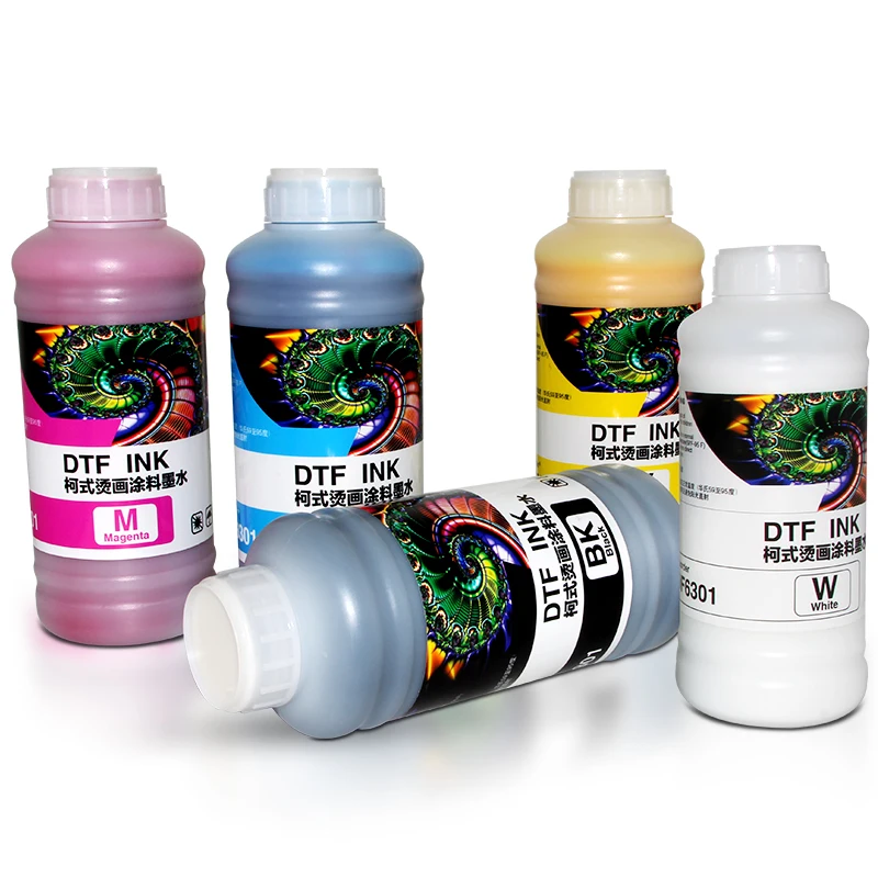 High quality Digital textile pigment inkjet ink CMYKW for DTF printing machine use on L1800 and 4720/i3200 print head