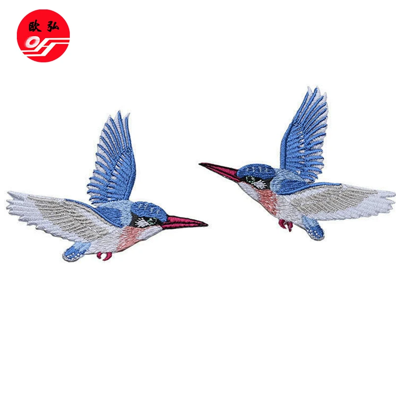 High quality patches custom embroidery birds patch embroidery for clothing