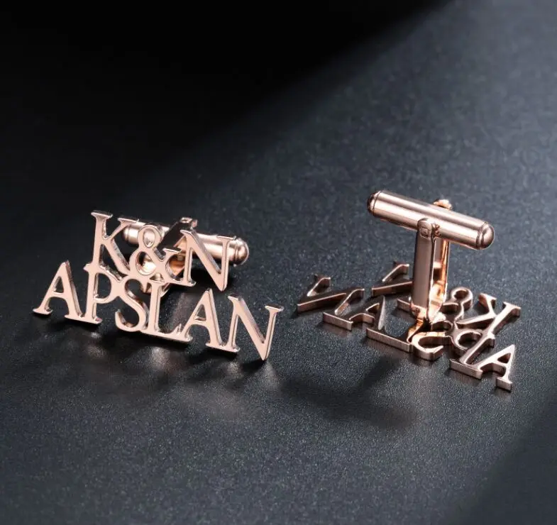 stainless steel name cufflinks wedding groom bride jewelry,custom initial words statement cufflink tie clip tie bar stud fashion