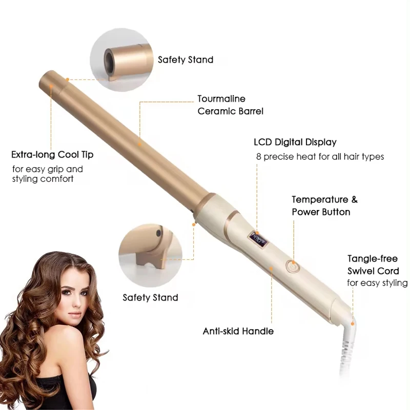PTC Electric Curling Iron Portable Ceramic Rotating Hair Wave Curler Professional Curling Iron Wand