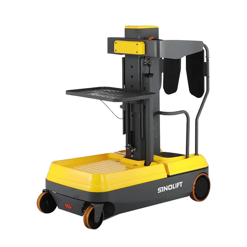SINOLIFT Drivable Elevated Work Platform Low-Level Self Propelled Warehouse Package Stand-on Electric Order Picker Packer Lift
