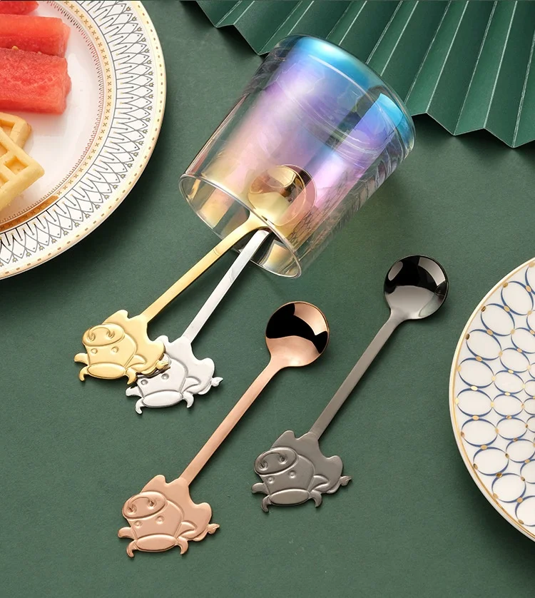 Creative Cat Design Long Handle Dessert Spoon Ice Cream Candy Teaspoon Tableware Coffee Spoon