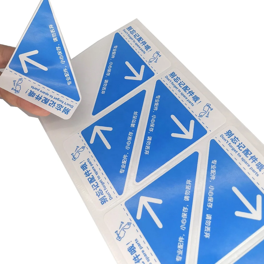 Custom Logo Print Transparent Sticker Triangle Shape Logo Sticker Label Printing