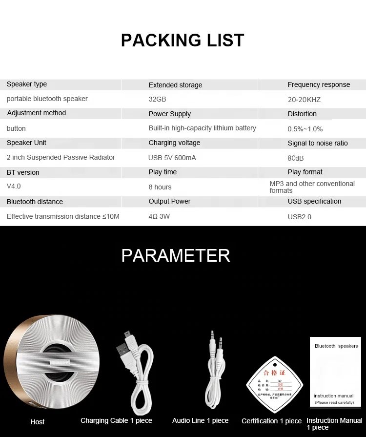 Portable music player heavy bass chip bluetooh hard hat speaker