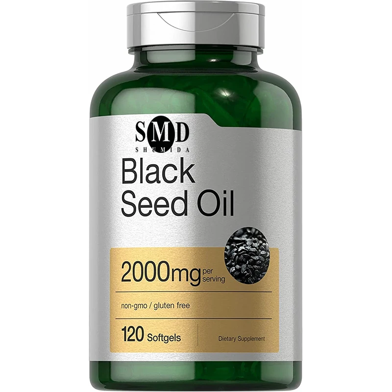 Private Label Black Seed Oil Softgel Capsules Non-GMO & Vegetarian Cold-Pressed Nigella Sativa Pure Black Cumin Seed Oil Softgel