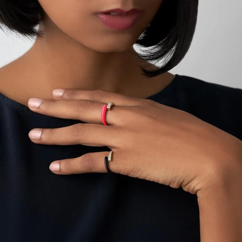  Hot-selling new style popular women shiny zircon gold opening adjustable rings simple multi-color drop oil index finger