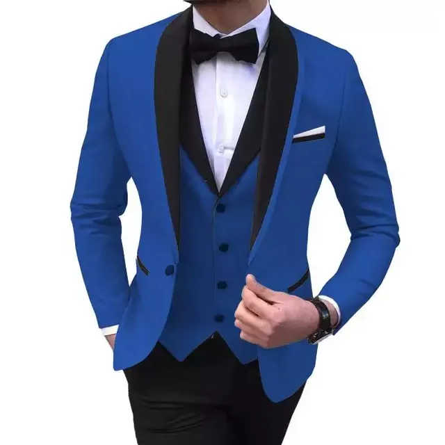2022 Fashion Prom Suits for Men 3 Piece Customized Elegant Groom Tuxedos for Wedding