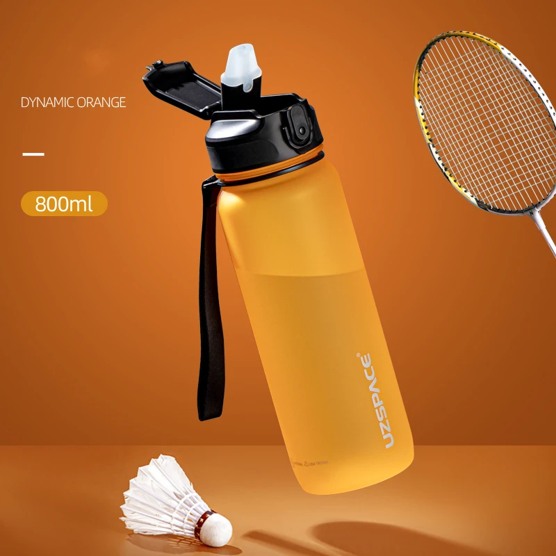 UZSPACE 1L Motivation Hydrate Premium Customizable Running Workout Straw Drink Water Bottles with Straw Logo for Adults
