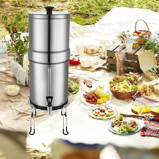 New top water fed 2.25 gallons containers stand ss304 household stainless steel gravity filter