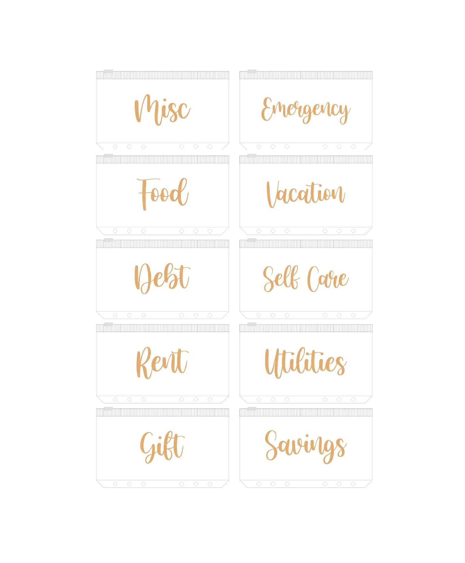 Stock Holographic PVC A6 Laser Notebook Binder Set 6 Holes Ring Budget Binder With Cash Envelopes Document Zipper Bag