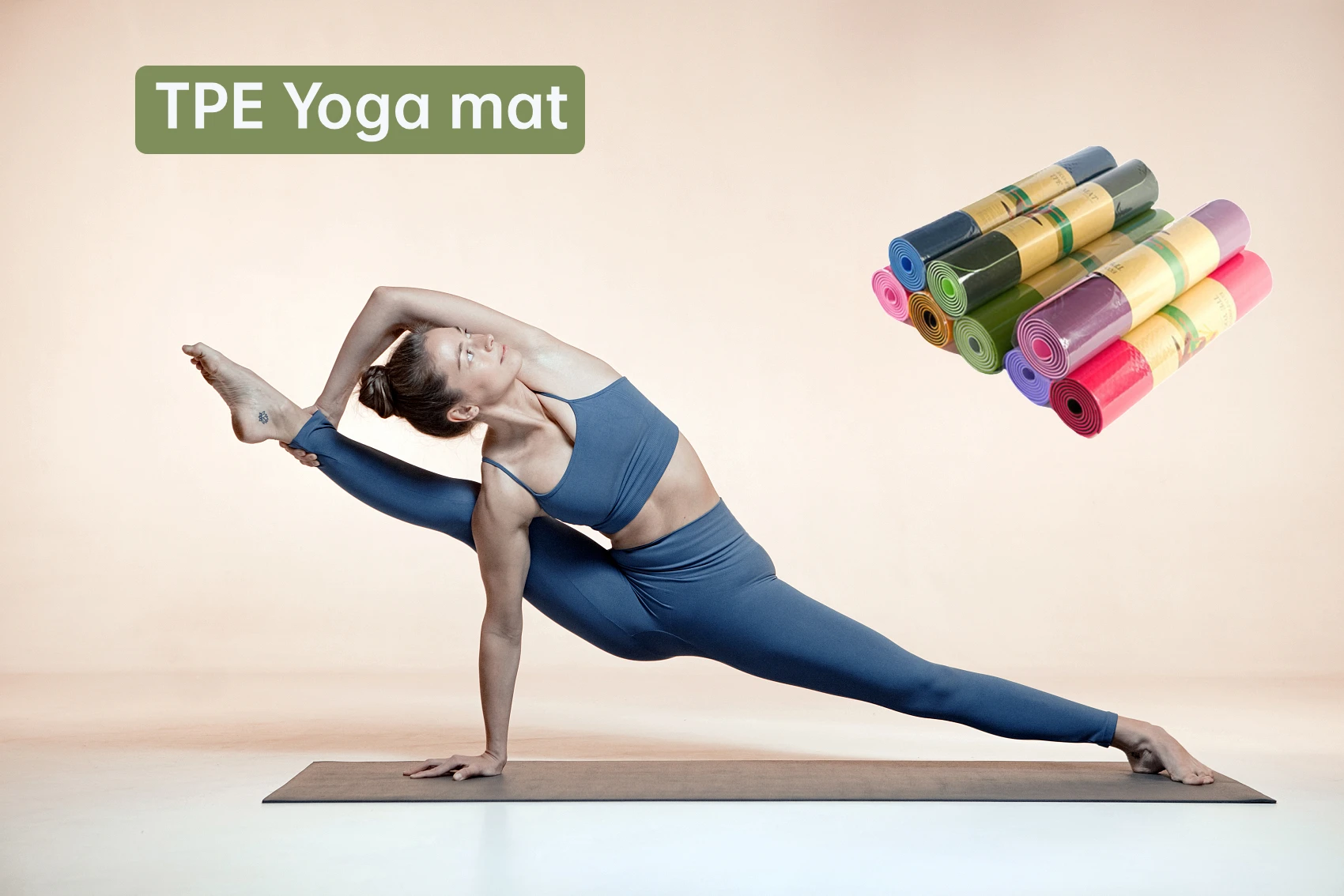 High quality Custom Logo Fitness Exercise Anti Slip Eco Friendly washable 6mm Thick Double Layer TPE Pilates Yoga Mat