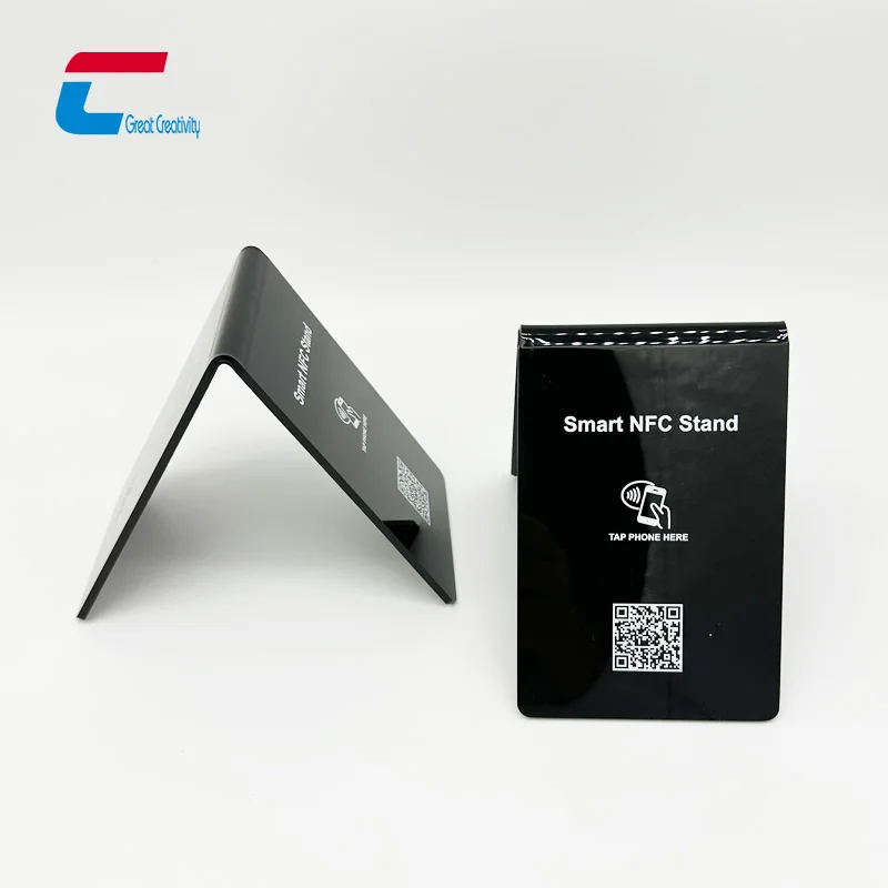 Free Sample 13.56Mhz Table Number Stand Custom QR Code NFC Stand NFC Acrylic Holder
