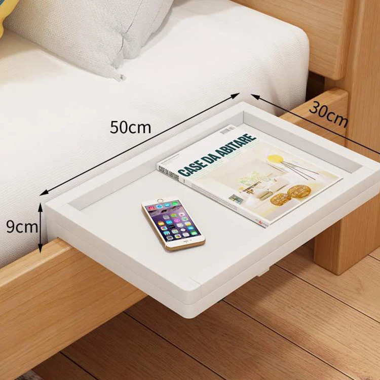 Easy To Install Bedroom Furniture Bedside Shelf Table Punch-Free Solid Wooden Floating Bedside Organizer