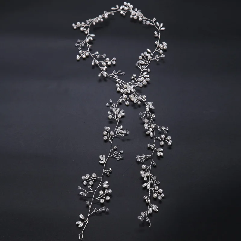 
1M Bride Handmade Crystal Pearl Hair Band Headwear Wedding Dress Accessories Headband Jewelry 